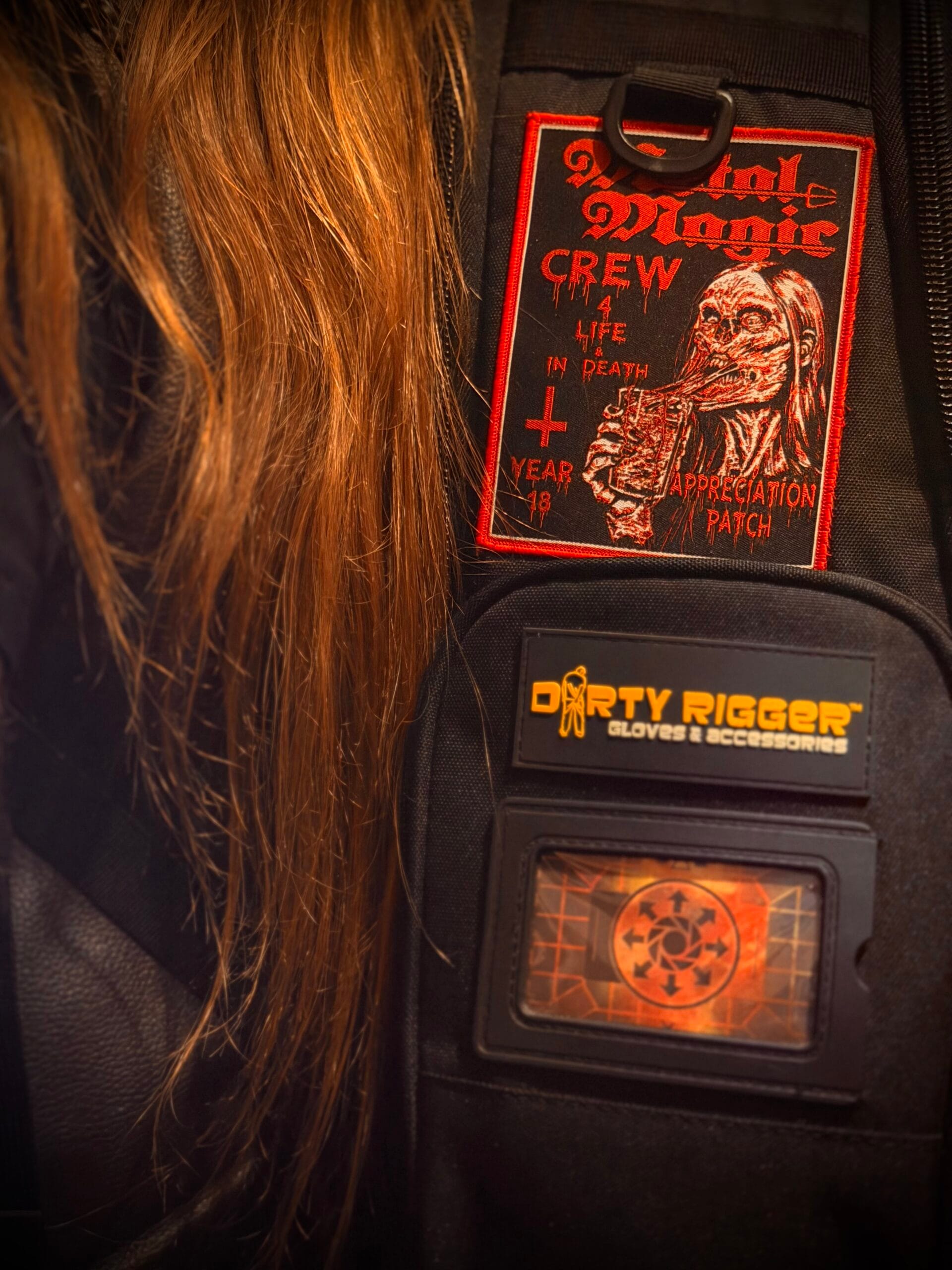 My backpack for crew work. Featuring a crew patch from Denmark's Metal Magic festival.