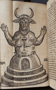 Moloch, as depicted in Curiositates Inauditae, Jacques Gaffarel (1676)